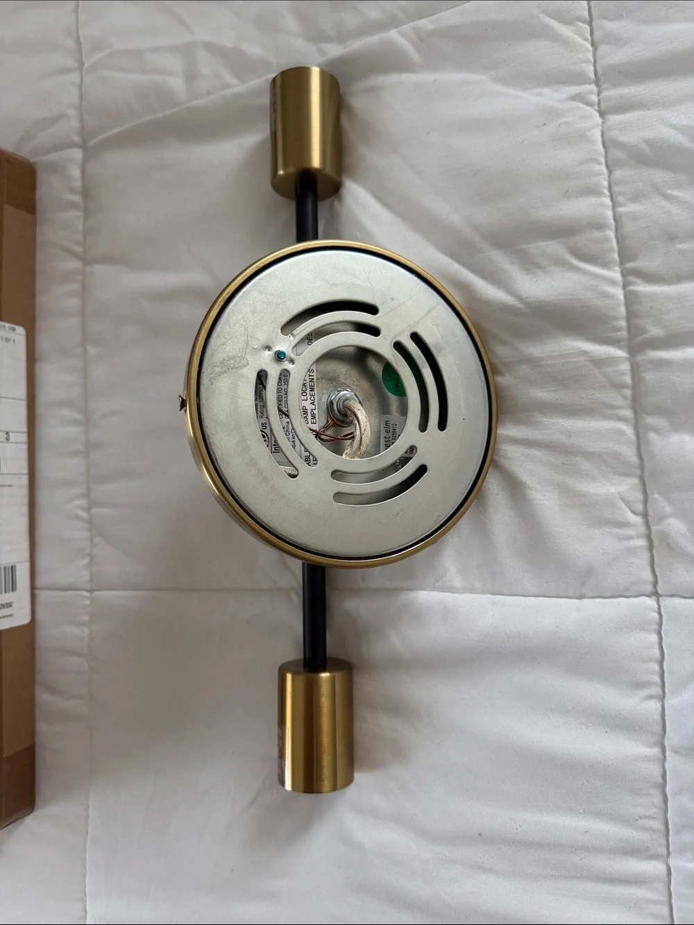 West Elm Modern Dual Sconce Light in Brass and Black (2)